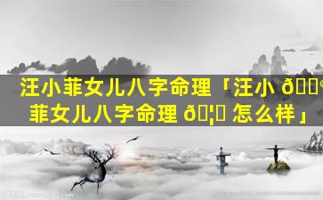 汪小菲女儿八字命理「汪小 💮 菲女儿八字命理 🦄 怎么样」